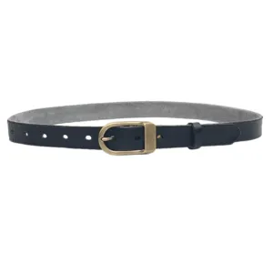 Women's genuine leather casual vintage belt with metal pin buckle for daily wear outfit.