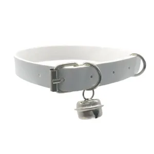 White PU leather choker necklace with metal bell punk Harajuku collar sexy neck strap