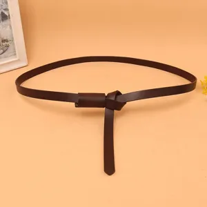 Women Genuine Cowhide Skinny Belt Versatile Fashion Thin Waist Belt For Dresses Shirts Simple Decorative Leather Waistband