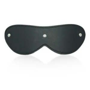 Masque de bandeau en cuir souple noir pour le sommeil occultant et les jeux adultes.