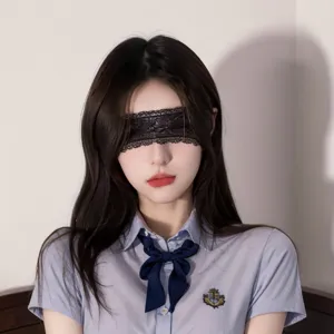 Black lace blindfold for women, atmospheric hollow veil eye mask for sleep and costume play.
