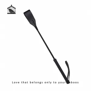 Black Leather Whip Cosplay Costume Prop Handcrafted Woven Handle Paddle Party Performance Novelty Toy