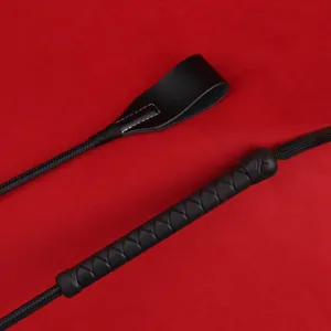Black leather riding crop BDSM whip paddle adult novelty toy for roleplay and fun training