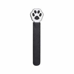 Fouet de fessée patte de chat en cuir PU noir jouet intime BDSM détail 22.4x5.7cm
