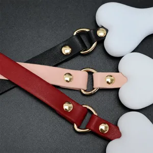 Sangle de collier pour animal de compagnie en os de chien en silicone vue principale design.