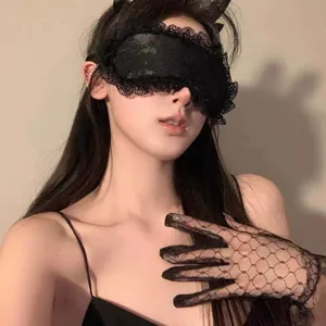 Black lace sexy blindfold sleep mask for women, soft comfortable shading eye mask for night rest.