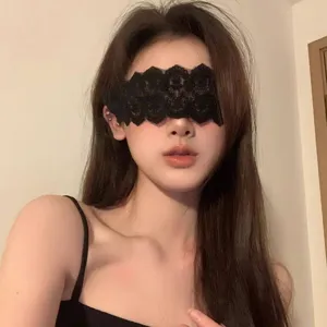 Sexy maschera per gli occhi in pizzo nero misterioso cosplay benda accessorio velo