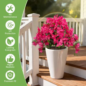 Kunstmatige roze bougainvillea boom in witte pot voor buitendecoratie met UV-bescherming
