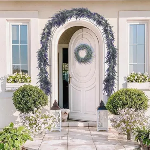 Outdoor realistic artificial lavender flower garland arch and wreath set for home door