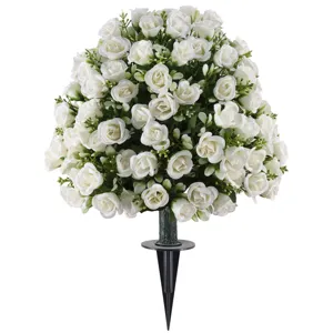 Artificial Rose Topiary Ball Stake Silk Flower For Outdoor Garden Yard Home Decor Wedding Party Fake Potted Plant Decoration