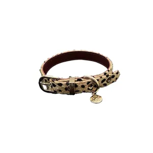 Brown leopard print choker necklace, punk style faux fur neck ring, y2k sweet cool jewelry.