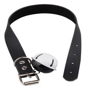 Collier en cuir PU noir avec une grande cloche noire et blanche, idéal pour le cosplay.