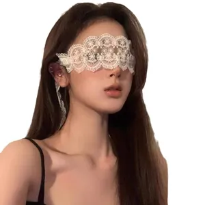 Maschera benda in pizzo bianco copriocchi sensuale accessorio fotografico per cosplay