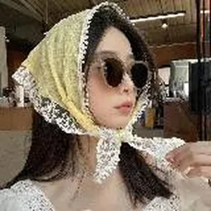 Foulard triangolare in pizzo giallo stile coreano fascia per capelli donna viaggio spiaggia