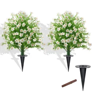 Artificial Milan Flowers Babys Breath Stake Tree Outdoor Garden Yard Decor Plastic Silk Greenery For Wedding Courtyard Lawn Decoration