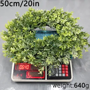 Artificial boxwood wreath measuring 50cm 20in and weighing 640g for home decor
