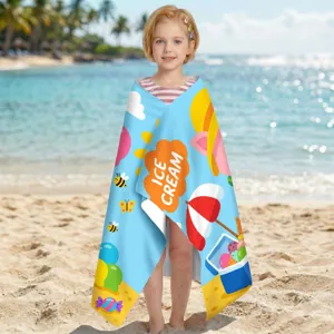 Schnelltrocknendes Mikrofaser-Strandtuch mit Eiscreme-Print für Kinder am Strand