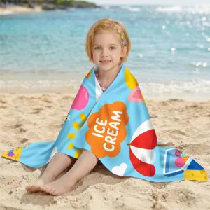 Schnelltrocknendes Mikrofaser-Strandtuch für Kinder mit buntem Cartoon-Eiscreme-Design