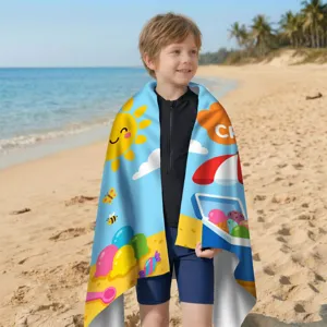 Hochwertiges Mikrofaser-Strandtuch für Kinder mit farbenfrohem Strandmotiv, schnelltrocknend