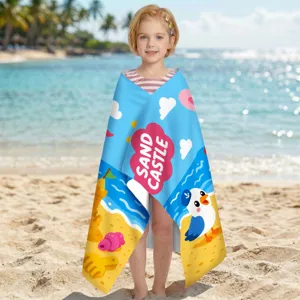 Schnelltrocknendes Mikrofaser-Strandtuch für Kinder mit süßem Sandburg-Motiv-Print