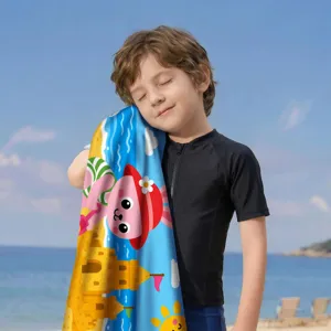 Weiches Mikrofaser-Strandtuch mit lebhaftem Cartoon-Druck für Kinder und den Strandurlaub.