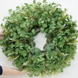 Couronne d'Eucalyptus Artificielle Guirlande de Verdure Pour Décoration de Porte Murale Printemps Été Pour Maison Mariage