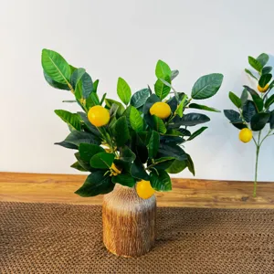 Realistische Kunstmatige Citroen Oranje Vruchttak Plastic Faux Groen Bladeren Potplant Voor Huis Decoratie