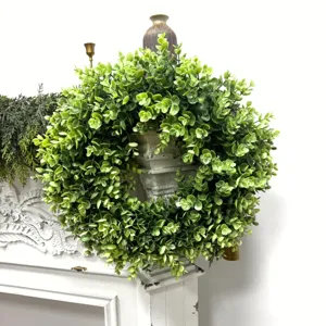 Artificial Green Money Leaf Wreath For Front Door Decor Spring Eucalyptus Leaves Round Garland Home Wall Hanging DIY Ornament