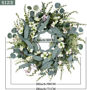 Detaillierte Größenübersicht für künstlichen Eukalyptus- und Blumenkranz-Dekor