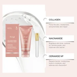 HOYGI Kollagen Nacht Maske 75g, Feuchtigkeitsspendende Peel-Off Gesichtsmaske Niacinamid