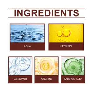 Tableau des ingrédients clés du gel exfoliant, mettant en valeur les composants de soin.