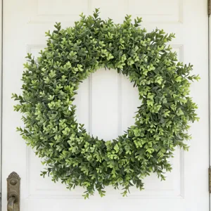 Artificial Boxwood Greenery Wreath For Front Door Wall Hanging Decor Faux Leaves Spring Summer Home Decoration Welcome Wreath