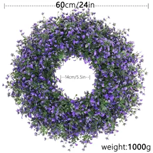 Paarse kunstmatige buisboomkrans met 60 cm diameter en 1000 g gewichtsspecificatie