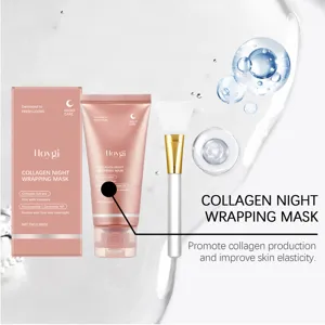 HOYGI Kollagen Nacht Maske Set mit Silikonpinsel fuer intensive Feuchtigkeitspflege.