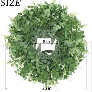 Grande couronne d'eucalyptus artificielle de 26 pouces pour porte et maison