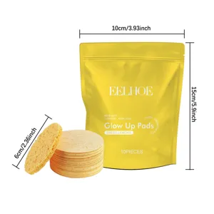 EELHOE turmeric cleansing pads facial exfoliating sponge pads with 10 pieces pack for deep skin care.