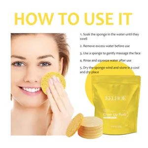 Eelhoe turmeric facial cleansing sponges pads set for deep skin cleaning and soft exfoliation.
