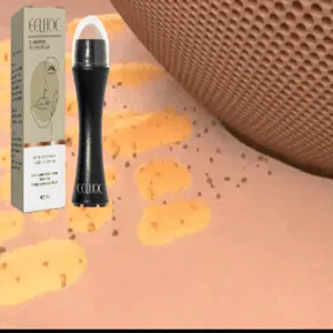 Gedetailleerd overzicht van de draagbare vulkanische stenen gezichtsolie roller met doos.