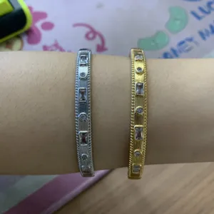 Bracciale vintage con diamanti taglio baguette retro oro argento gioielli donna regalo