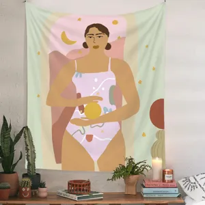 Μποέμ ταπετσαρία τοίχου με καλλιτεχνική εικονογράφηση σε ένα άνετο σκηνικό δωματίου