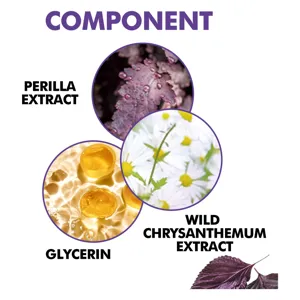 Detail gel visage Eelhoe montrant perilla et glycérine extraits de plantes naturelles.