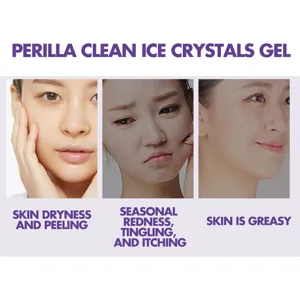 Gel Nettoyant Visage aux Cristaux de Glace Perilla Nettoyage en Profondeur des Pores Exfoliation Douce Lissant Hydratant Soin de la Peau