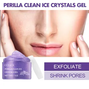 Gel cristaux de glace nettoyant à la périlla pour pores profonds et soin exfoliant de la peau.