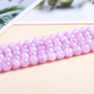 Natuurlijke lavendelpaarse kunziet edelsteen ronde kralen voor handgemaakte DIY sieraden