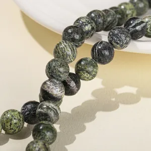 Natuurlijke groene zebra steen ronde kralen voor het maken van DIY sieraden kralen