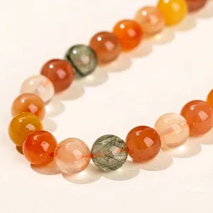 Natural multi-color Rutilated Quartz beads for DIY jewelry bracelet making