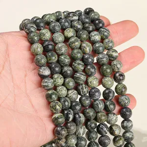 Natuurlijke groene zebrasteen ronde kralen voor DIY sieraden en armbanden maken