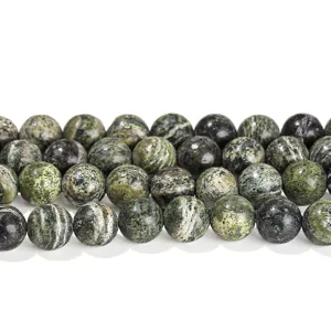 Natuurlijke groene zebra steen ronde kralen voor het maken van DIY sieraden en armbanden