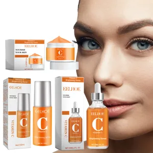 Ensemble de soins de la visage éclaircissants à la vitamine C EELHOE avec crème, sérum et spray.