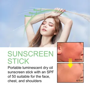 Stick solaire portable SPF 50 pour le visage et le corps, protection UV efficace.